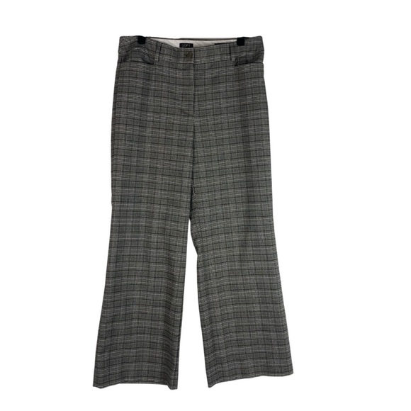 LOFT Hight Waist Curvy Trouser Pants 12 Gray Tan Glen Check Plaid 521626 - Picture 1 of 12